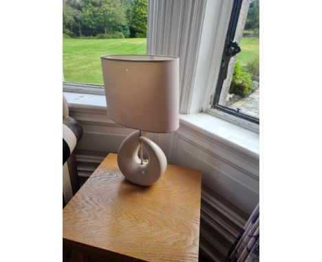 A Pair Of White Ceramic Table Lamps With Cream Shade H 500mm