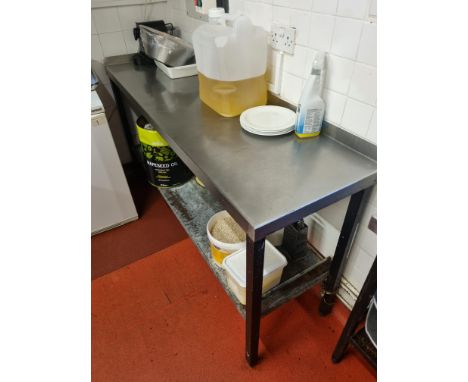 Stainless Steel Topped Table With Back Shelf  and Undershelf W 1740mm D 500mm H 870mm