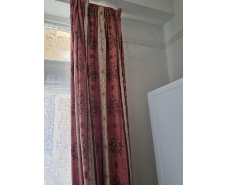 Pink &amp; Cream Patterned Curtains D 2400 W 1400mm (1A)