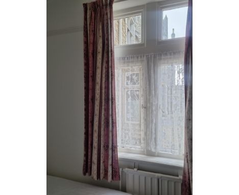 Pink &amp; Cream Patterned Curtains D 2300mm W 1500mm (1)