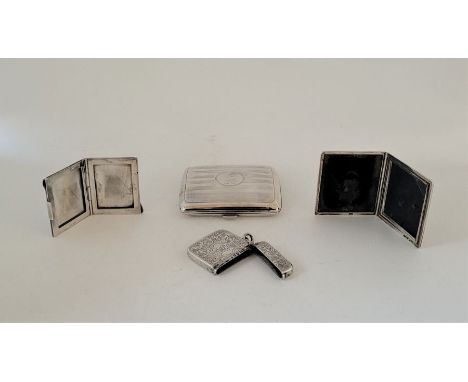 A pocket size engine turned silver folding photograph frame, by Cohen &amp; Charles, Chester (date letter indistinct), height