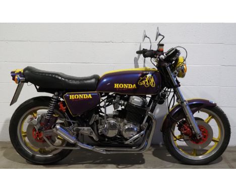 Honda 750 Four motorcycle. 1976. 736cc. Engine turns over with compression. Reg. NHV 244P. V5 and key.