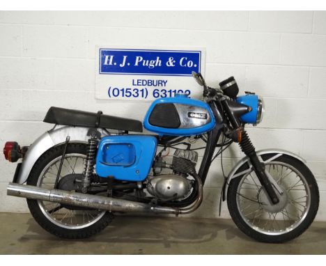 MZ TS125 Motorcycle. 1985. 125cc. Frame no. 8858357Engine no. 6605216Been in storage, engine turns over will need recommissio
