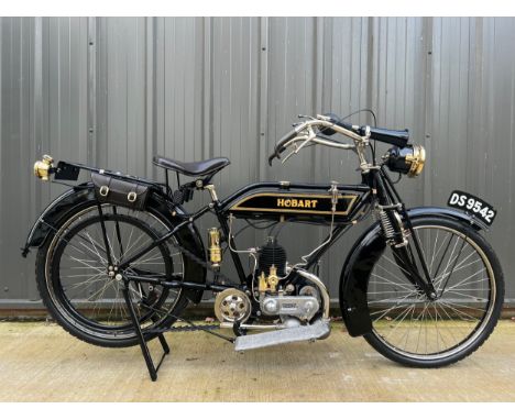 Hobart 2 Speed Flat Tank motorcycle. 1915. Frame No- 77466 Engine No- 06856 Believed to be the only one of its model known, t