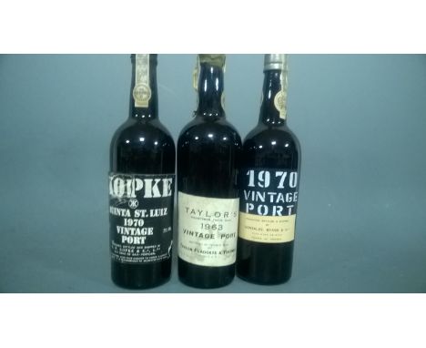 3 x bottles of Vintage Port 1963 &amp;1970.