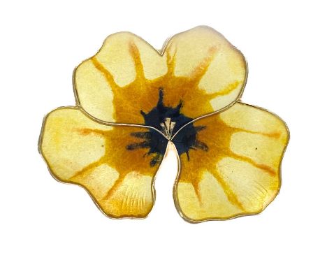 A David Andersen Norway silver gilt and enamel flower brooch. Raised marks to the back, width 43mm, 10.7g.The enamel has some