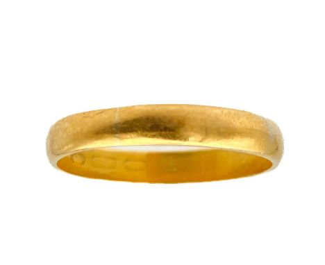 A Victorian 22ct gold (tested) band ring. With worn hallmarks, size X, 4.5g.