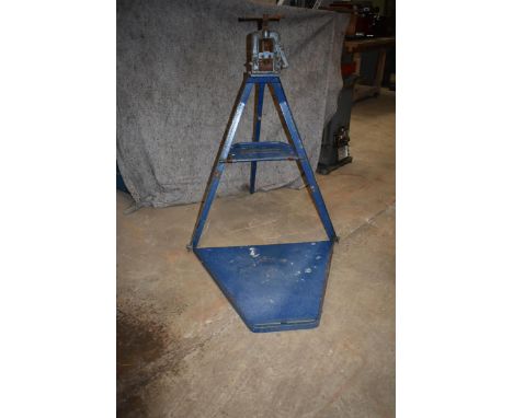 A RECORD pipe vice on tripod stand