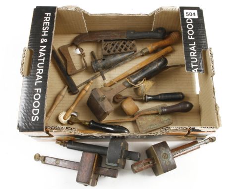 A beech brace by MARPLES and a quantity of small tools G 