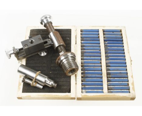 A BOFFIN No 53 thread cutting jig and a set of lathe tools G 