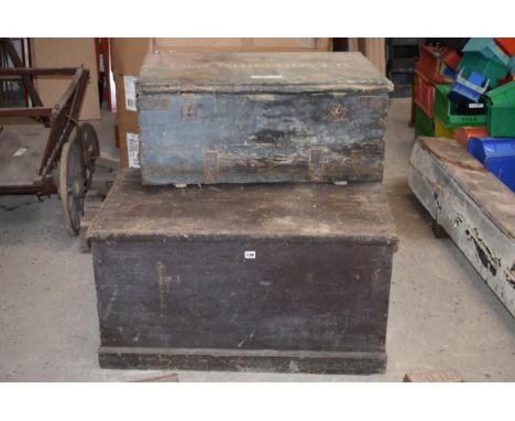 Two pine tool chests (one hinge damaged)