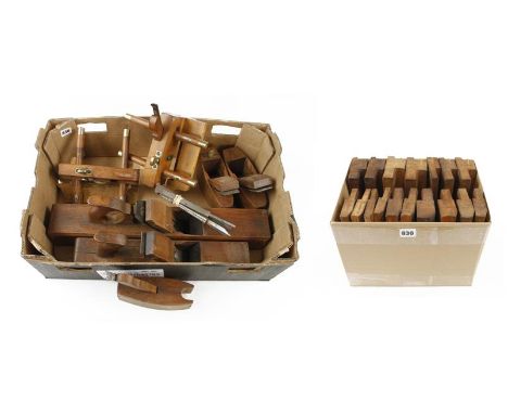 A little used set of bench planes: a plough (with 6 Hildick irons), sash fillister, 5 beads, 5 pairs of H &amp; R's, a pair o