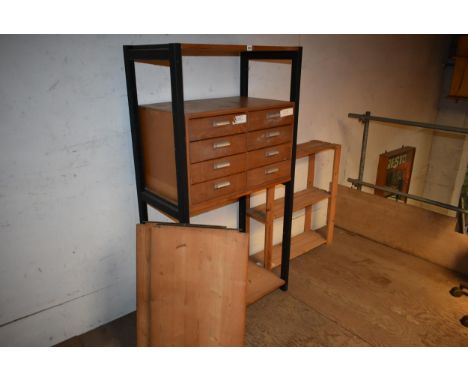 A REMPLOY shelf unit with orig chest of drawers and another small shelf unit