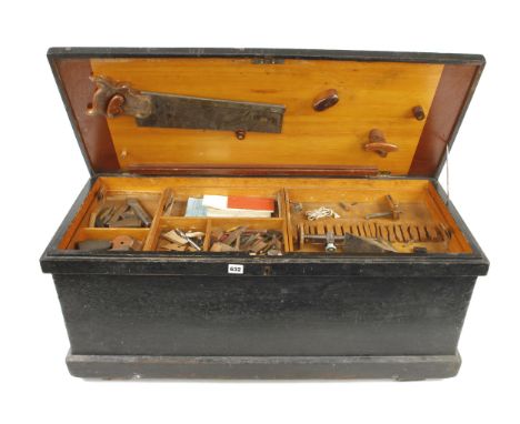 A pine tool chest 38" x 16" x 16" with 4 lift out trays with some tools G 