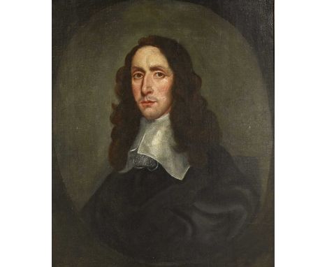 Circle of William Dobson (1611-1646)Portrait of a gentleman with a white collar in a feigned oval, thought to be Sir Walter H