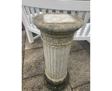 A Composition Stone Plant Pedestal, of circular fluted form82cm high