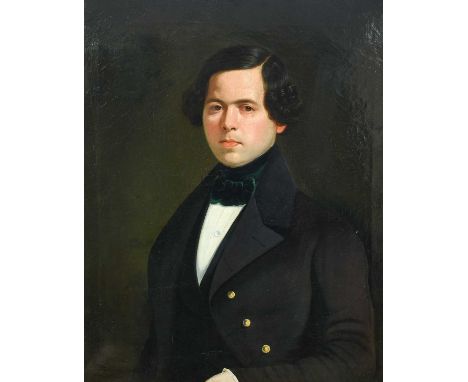 British School (19th century)Portrait of Gentleman, half length, wearing a green cravatOil on canvas, 80cm by 63cm