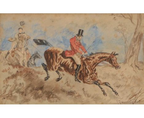 John Frederick Herring Sr. (1795-1865) Taking a fenceSigned, pencil and watercolour, together with three further hunting scen