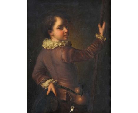 After Alexis Grimou (1678-1733) French Portrait of a Shepherdess holding pilgrims scallop shell Portrait of a Shepherd Oil on