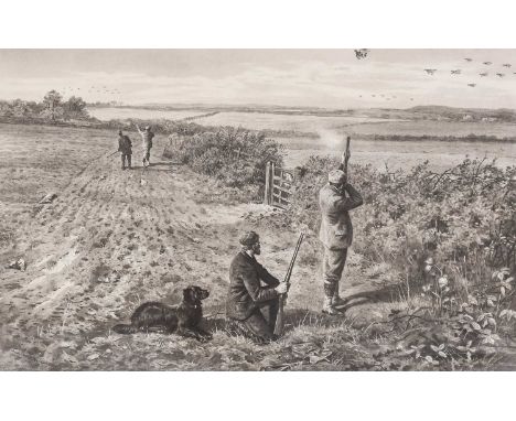 After Archibald Thorburn FZS (1860-1935)Red grouse in flight over an extensive landscapeSigned in pencil, a colour reproducti