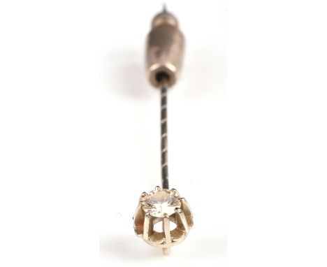 Diamond set stick pin, with a claw set old cut diamond weighing an estimated 0.32 carats, mounted on an 18 ct pin, in a fitte