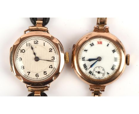 A Lavina Ladies gold wristwatch, the dial with Arabic numeral hour markers, minute track and blued steel hands, fitted with a