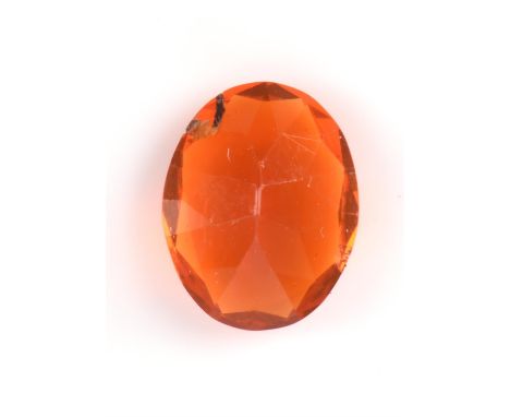 Loose natural fire opal in an E.G.L. pouch stating the weight to be 1.0860 carats, of medium to medium-dark toned orange, ova