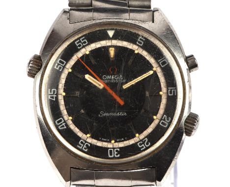 Omega A gentleman's reference 145.0008 chronostop stainless steel Seamaster wristwatch, the signed dial with baton hour marke