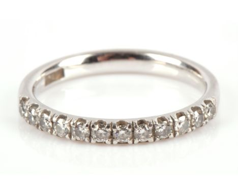 Diamond half eternity ring, set with round brilliant cut diamonds, estimated total diamond weight 0.24 carat, mounted in plat