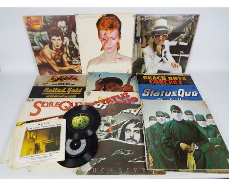 A collection of predominantly 12" vinyl records to include David Bowie, Elton John, Bob Dylan, The Rolling Stones, The Beach 