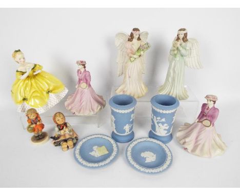 Small collection of ceramics, predominantly figurines to include two Coalport Beau Monde On Court, two Wedgwood Seraphs Of Th