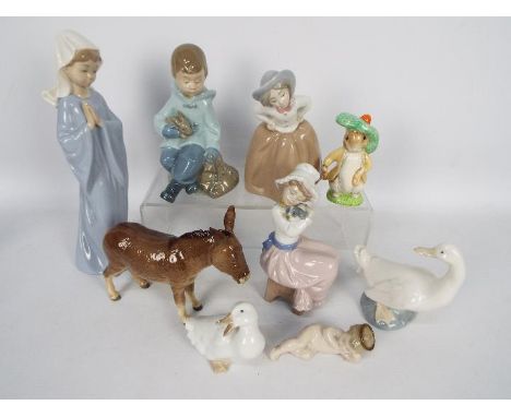 Ceramics to include Nao figurines, Royal Albert Benjamin Bunny and a Beswick donkey, largest 27 cm (h)