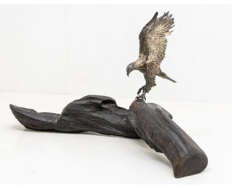 A limited edition Modern silver model of an Eagle landing, hallmarked London, 2002, import marks, approx 21.11 ozt (656.6 gra