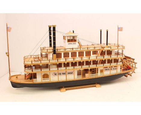 A wooden model of a Mississippi steam ship, Matthew V. Spress, Tennessee-New Orleans. Measuring approx. 103cm length x 52cm h