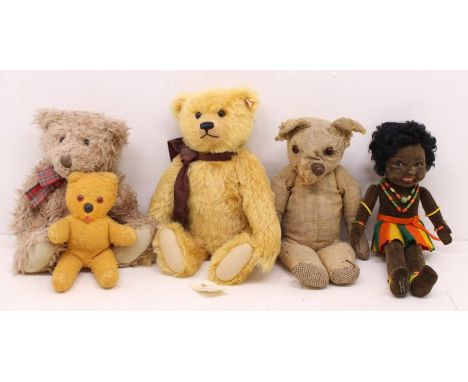 Bears: A collection of four assorted soft plush bears to include: Steiff 662966 Limited Edition bear, and three others with n