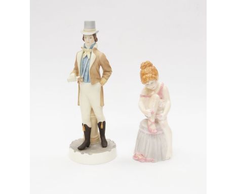 Two Royal Worcester boxed figures including Regency Gentleman, Boys and Girls Come out to Play Ballet