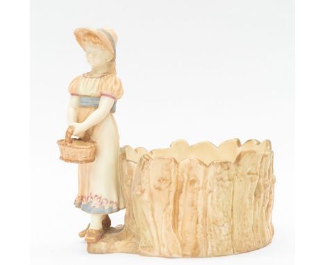 A Royal Worcester figural bowl.Condition: old restoration to the base. Height 5.5 inches.