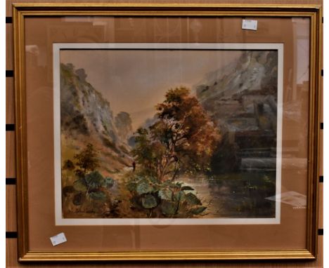 Michael CrawleyChee Dale, Derbyshiregouache, 30 x 39cmsigned lower left, titled verso together with an early 20th Century ova