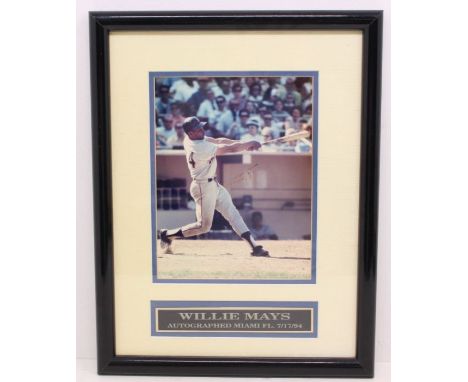 Baseball: A framed and glazed, signed photograph of Willie Mays, complete with certificate of authenticity; together with a c