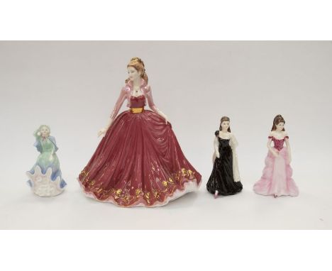 A collection of Coalport lady figurines including Ruby with box and certificate, along with three small lady figures with box