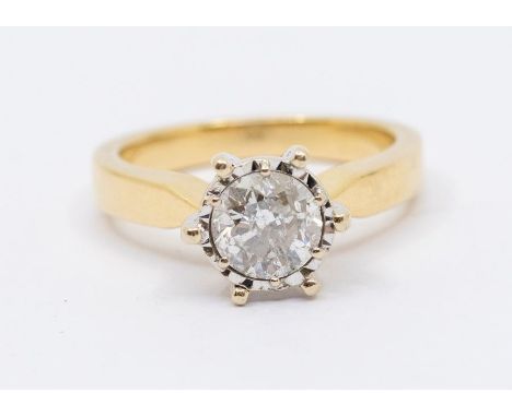 A diamond and 18ct gold solitaire ring, comprising a round brilliant cut diamond weighing approx 1carat, assessed colour G, a