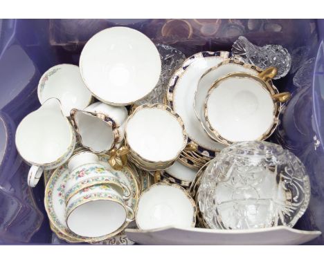 A quantity of ceramics and glassware to include Charlotte Rhead Dragon bowl (star crack to base), commemorative plate, Foley 