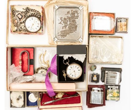 A collection of vintage and later watches to include&nbsp; two two silver cased open faced pocket watches (one with chips to 