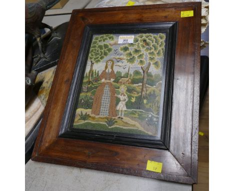 Vintage tapestry picture in wooden frame, 32 x 37 cm