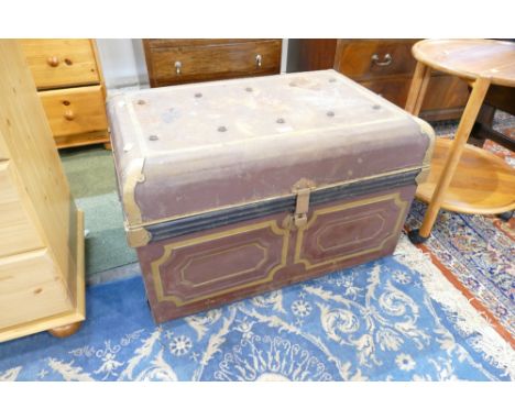 Vintage painted metal trunk 