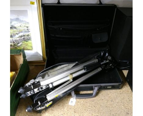 Briefcase and Helios Model T1 camera tripod