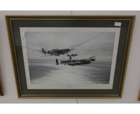 R Taylor "Memorial Flight" signed by Peter Townsend, L Cheshire V.C., Johnnie Johnson