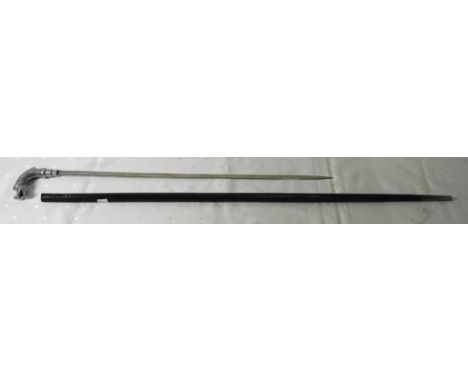 Silver plated handled sword stick