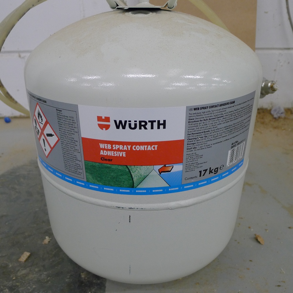 a part used 17kg canister of Wurth  Spray Adhesive with hose and