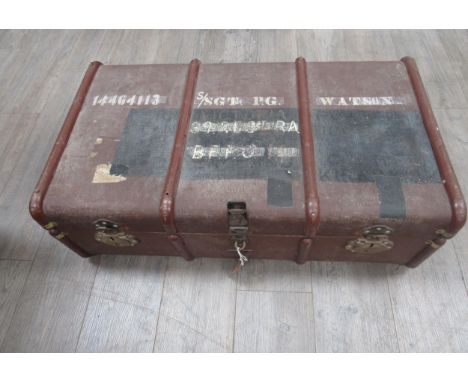 A 1930's metal bound trunk 